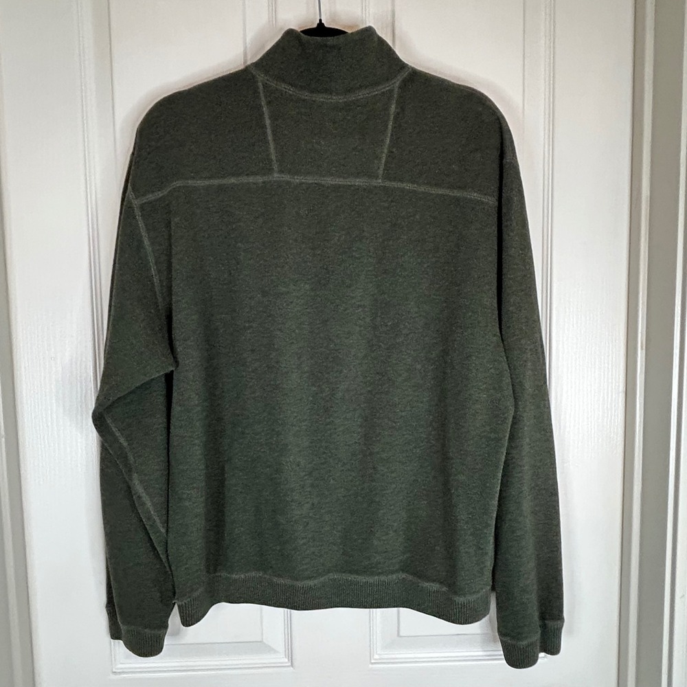CREMIEUX Mens XL Green/Brown Reverseable 1/4 Zip Mock Neck Sweater Pullover LS - Picture 2 of 10